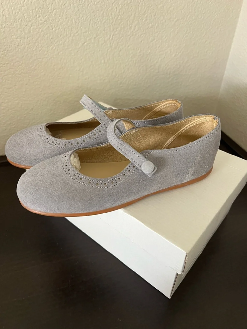 Elephantito Med Blue Classic Mary Janes Leather Suede Size US 2 EU 32